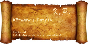 Körmendy Patrik névjegykártya