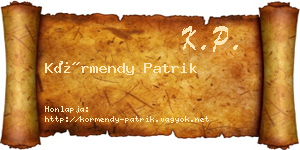 Körmendy Patrik névjegykártya