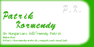 patrik kormendy business card